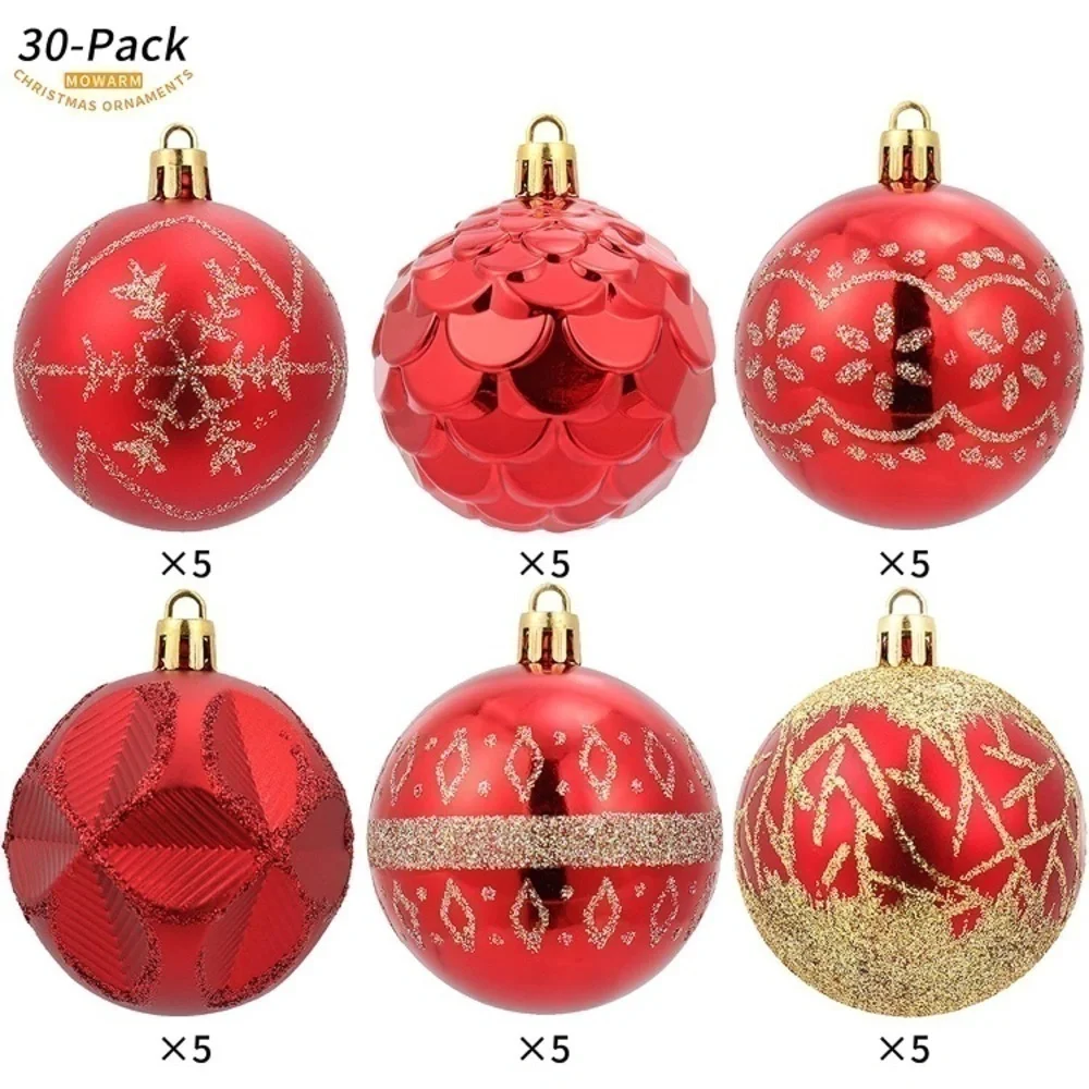 Brand New Set of 30 Red & Gold Christmas Ball Ornaments